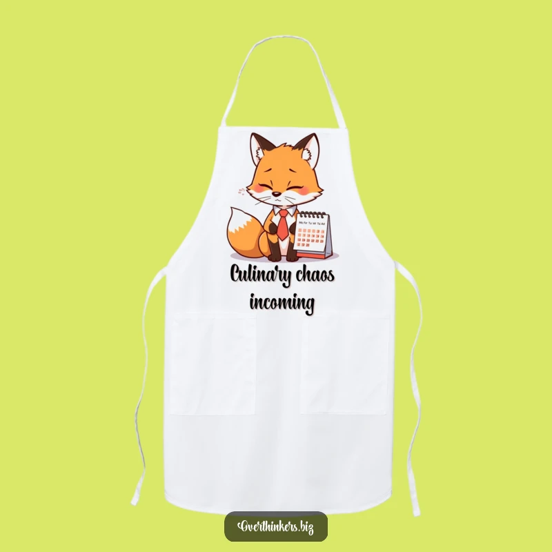 Funny Fox Tie Calendar Sigh Apron - Hilarious Kitchen Humor Wear