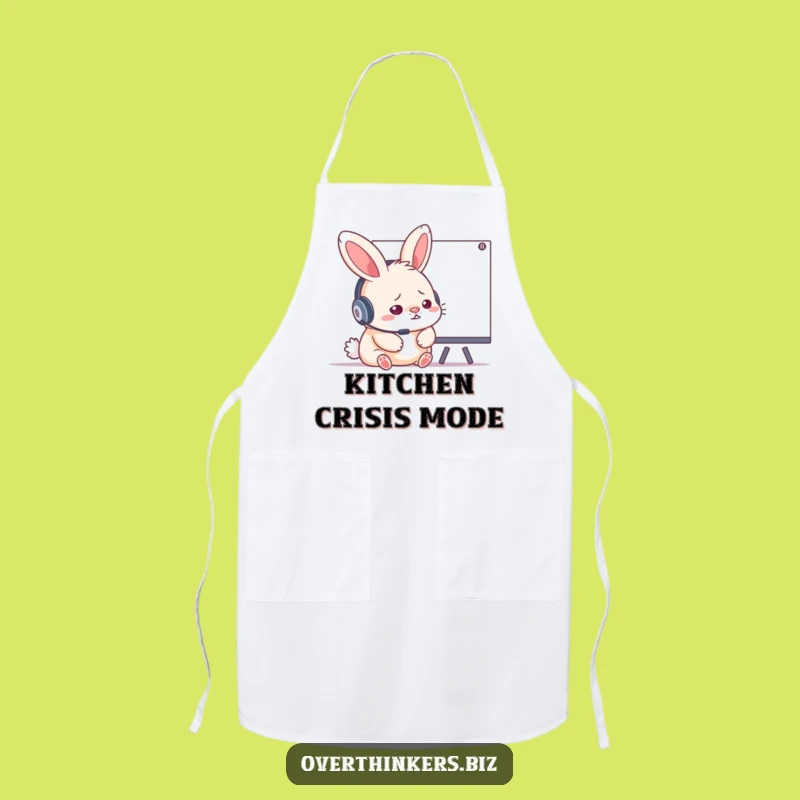 Funny Stressed Rabbit Headset Apron - Hilarious WFH Kitchen Gift!