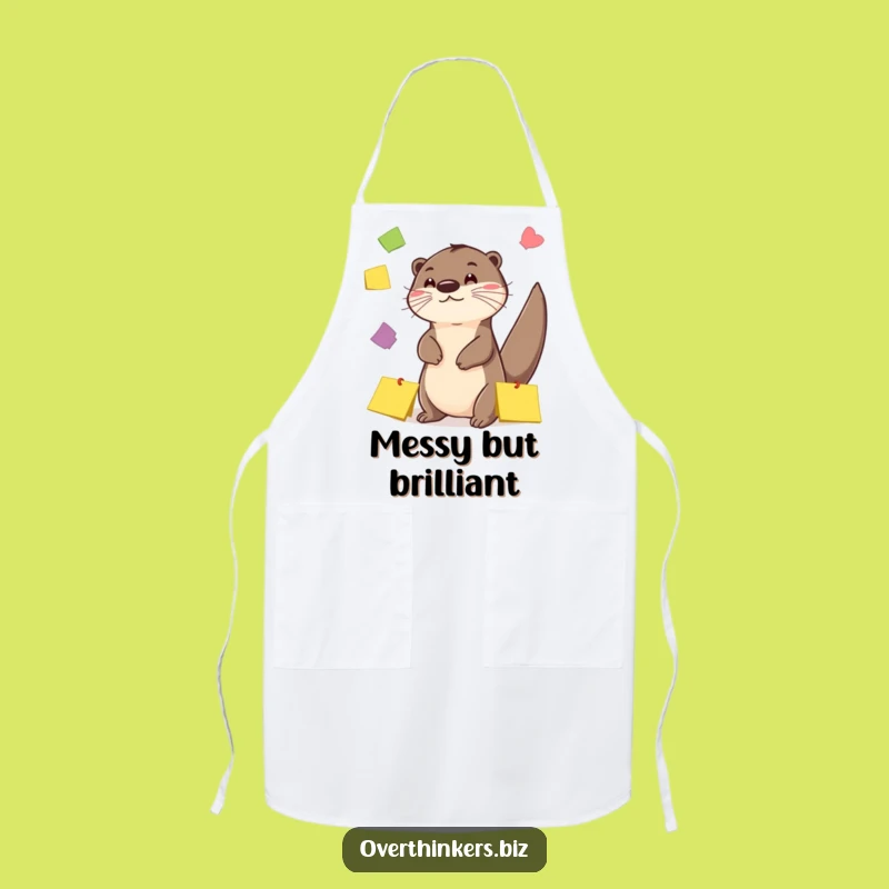 Funny Otter Sticky Note Juggling Apron - Playful Kitchen Humor