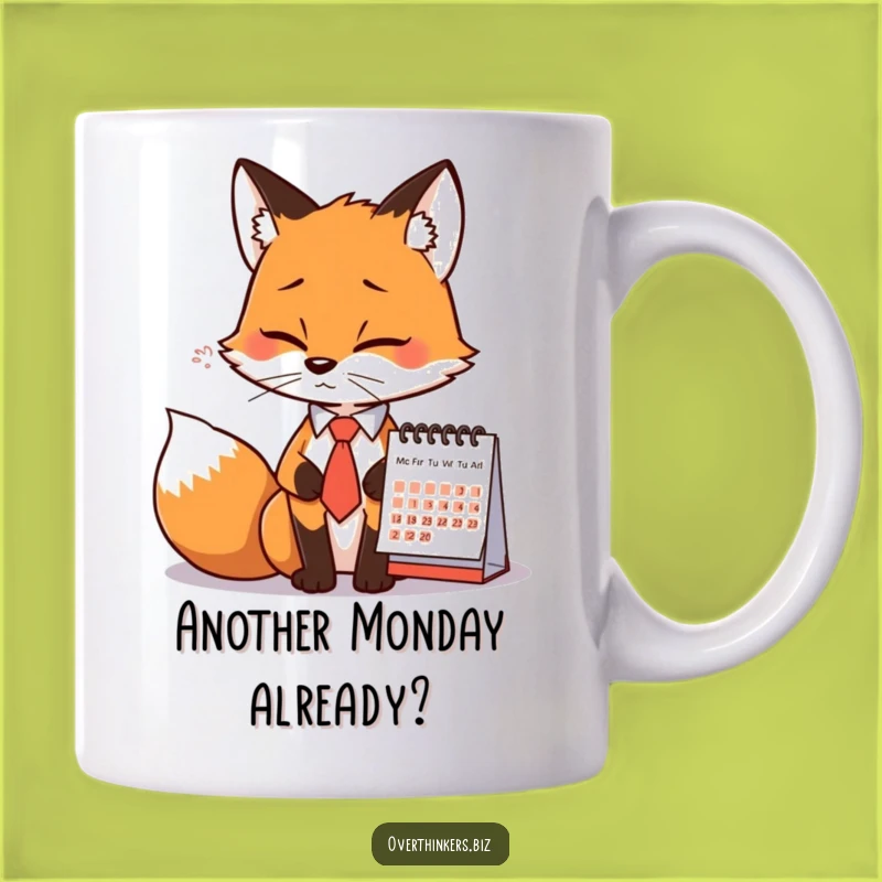 Funny Fox Tie Calendar Sigh Mug - Hilarious Office Humor Gift