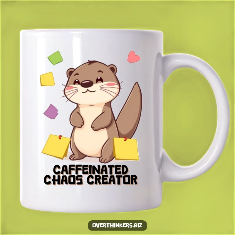 Funny Otter Sticky Note Juggling Mug - Playful Office & Home Humor