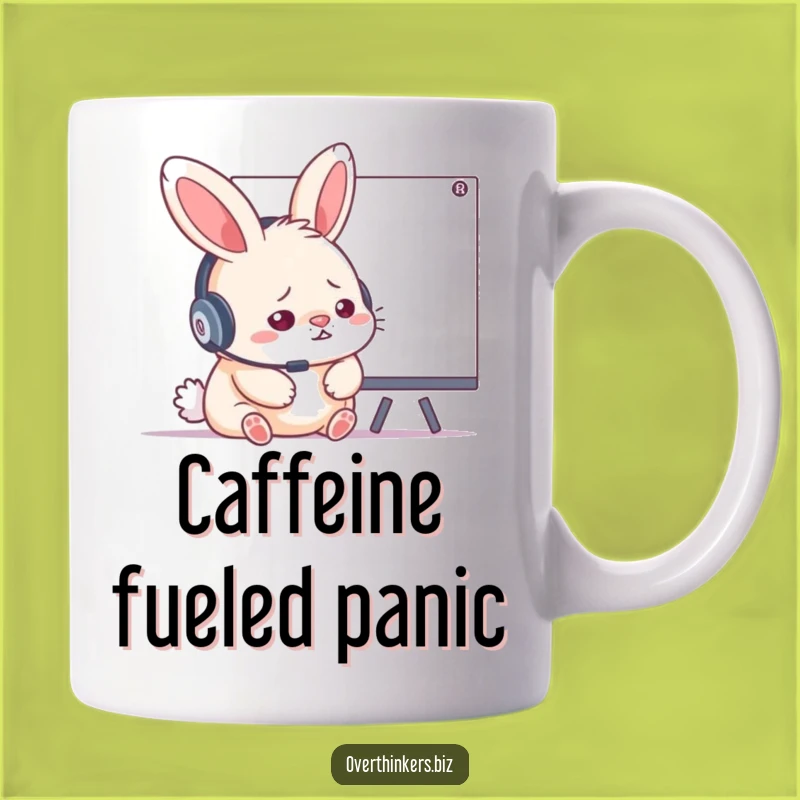 Funny Stressed Rabbit Headset Mug - Hilarious Work-From-Home Gift for Busy Bunnies!