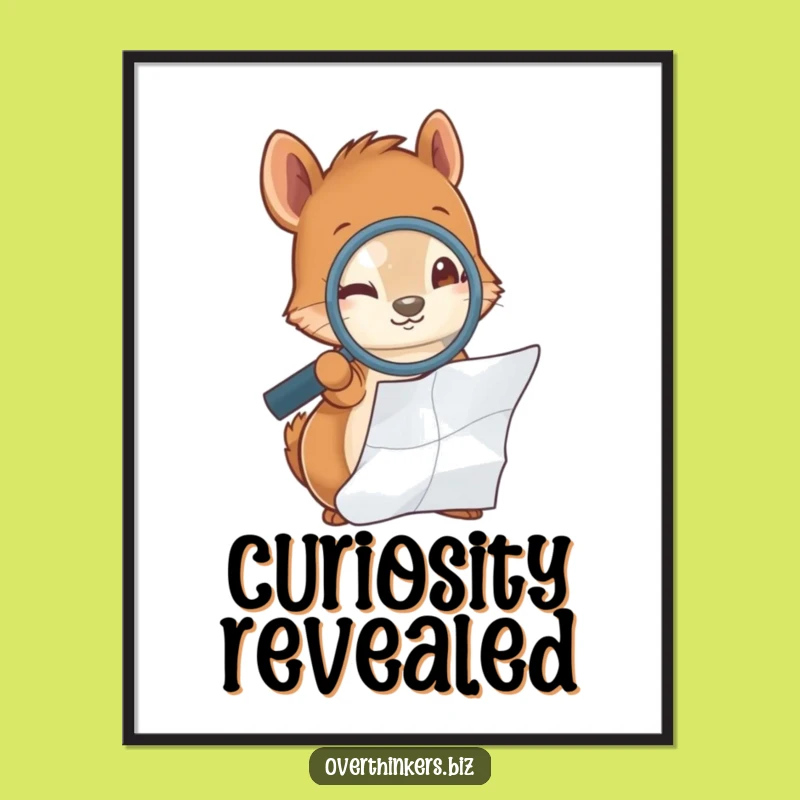 Funny Squirrel Magnifying Glass Digital Art - Hilarious Investigator Print Gift!