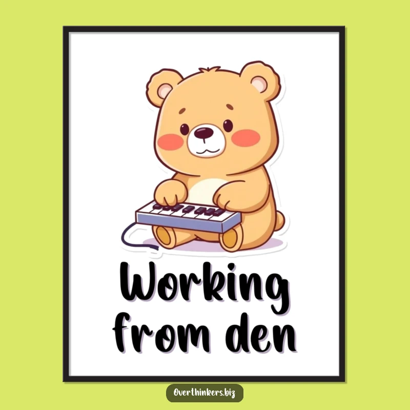 Funny Bear Keyboard Digital Art - Hilarious Techie Print Gift!