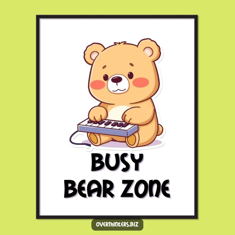 Funny Bear Keyboard Poster - Hilarious Techie Wall Art Gift!