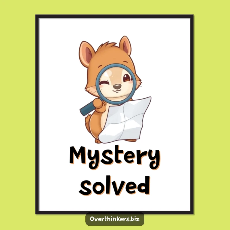 Funny Squirrel Magnifying Glass Poster - Hilarious Investigator Wall Art Gift!