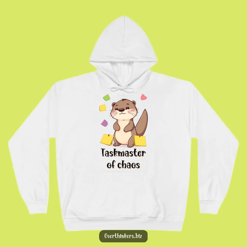 Funny Otter Sticky Note Juggling Hoodie - Cozy & Playful Comfort