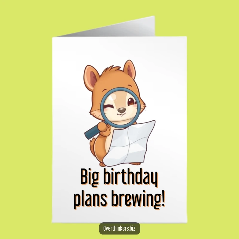 Free Printable Birthday Card: Curious Squirrel Investigator, Funny Downloadable Discovery Gift