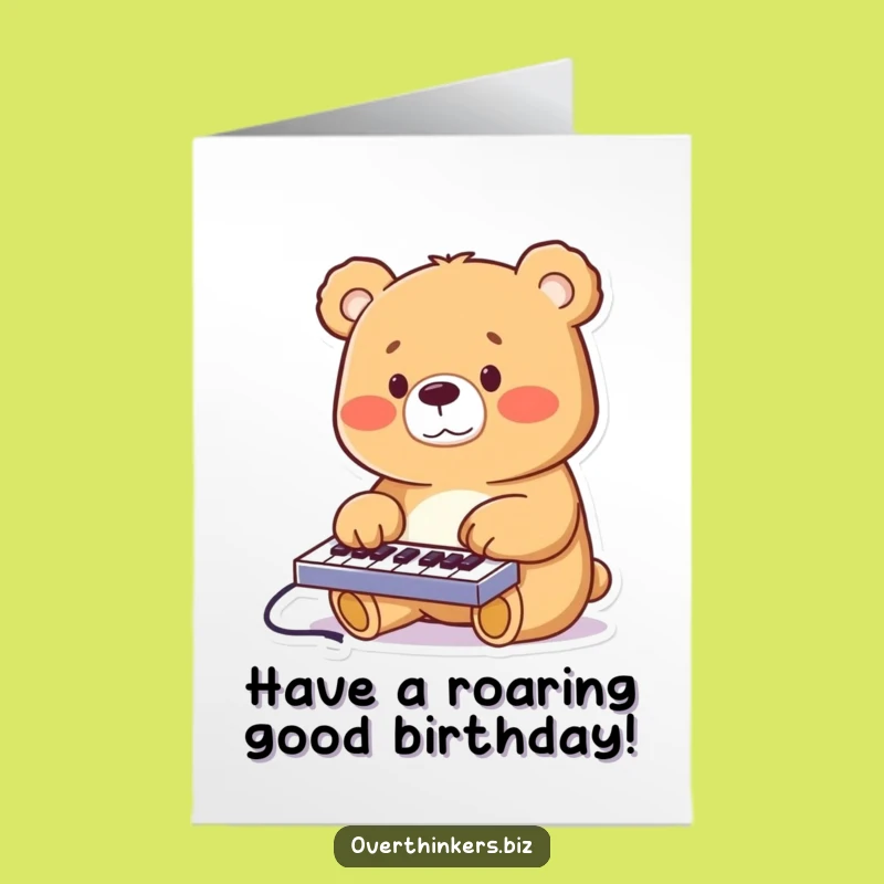 Free Printable Birthday Card: Busy Bear Typist, Funny Downloadable Tech Gift