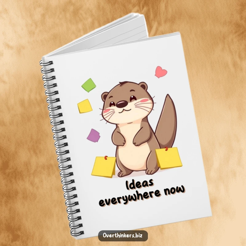 Funny Otter Sticky Note Juggling Notebook: A notebook featuring a playful otter juggling colorful sticky notes, perfect for organized fun.