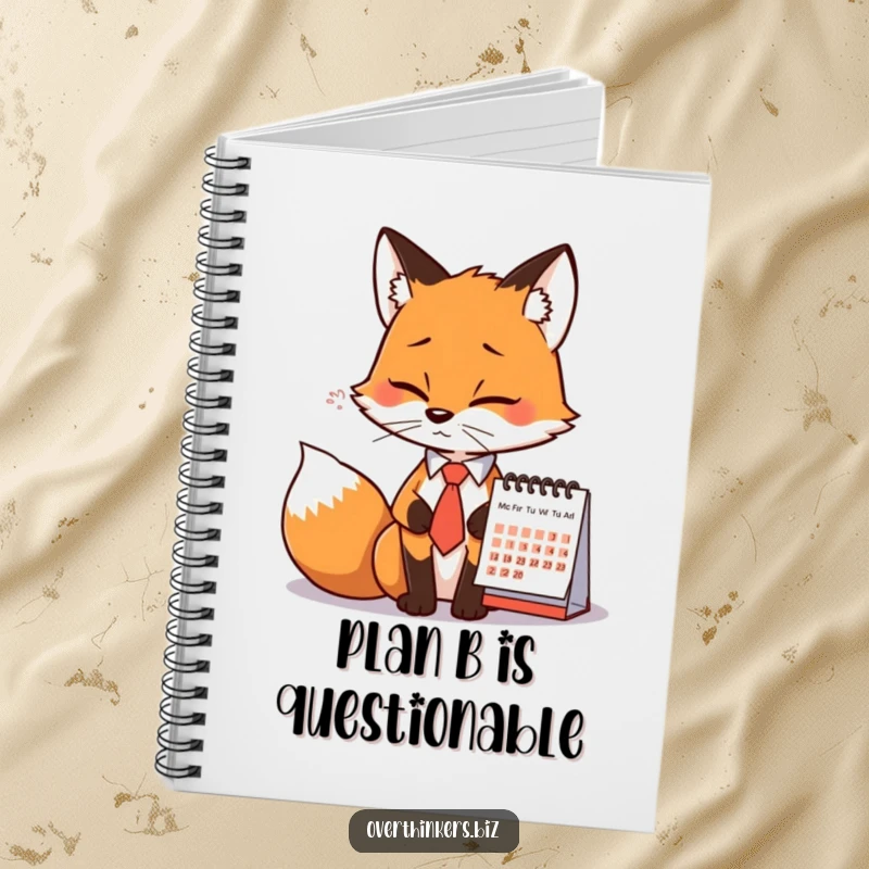 Funny Fox Tie Calendar Sigh Notebook: A notebook featuring a fox in a tie sighing at a calendar, for humorous note-taking.
