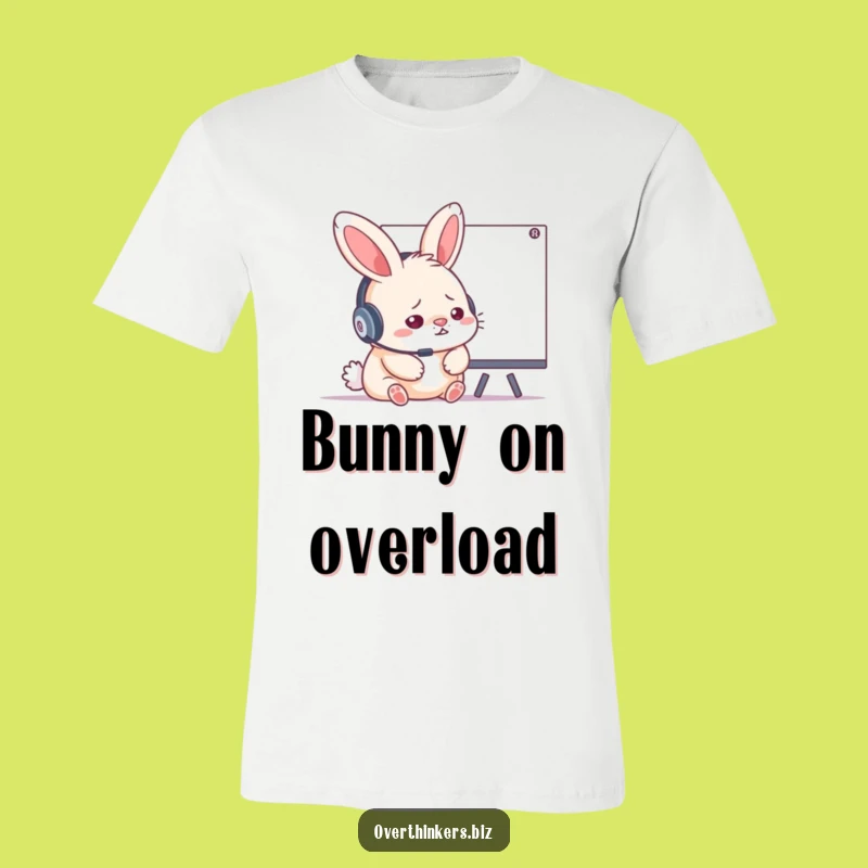 Funny Stressed Rabbit Headset T-Shirt - Hilarious WFH Tee for Relatable Humor!