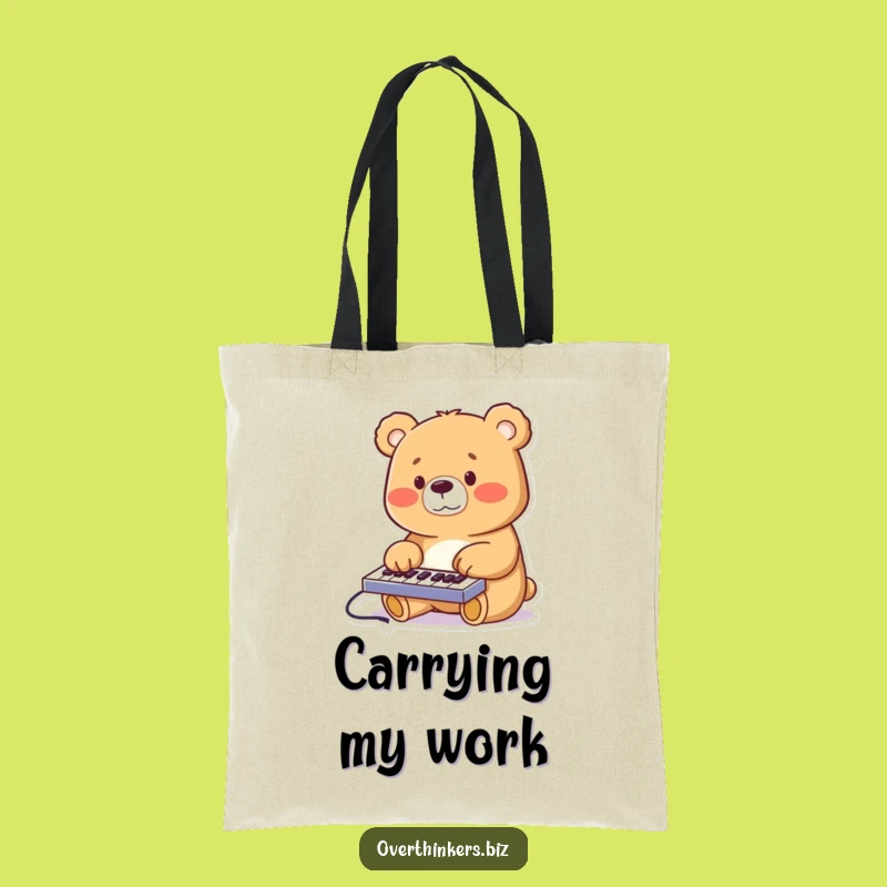 Funny Bear Keyboard Tote Bag - Hilarious Techie Carry-All Gift!
